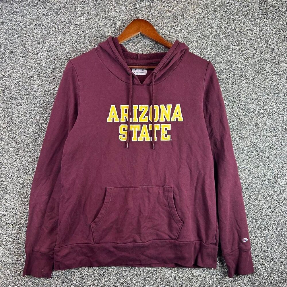 Champion Men's Burgundy and Red Hoodie